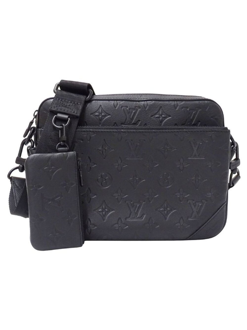 Louis Vuitton Monogram Shadow Shoulder Bag Trio Messenger Noir Black